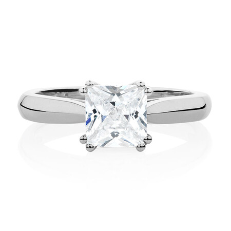 Solitaire Ring with a Cubic Zirconia in Sterling Silver Solitaire Ring with a Cubic Zirconia in Sterling Silver