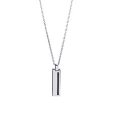 Bar Pendant with Black Cubic Zirconia in Sterling Silver