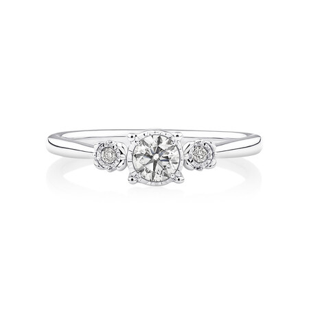 Evermore Three Stone Engagement Ring with 0.33 Carat TW of Diamonds in White Gold Evermore Three Stone Engagement Ring with 0.33 Carat TW of Diamonds in White Gold