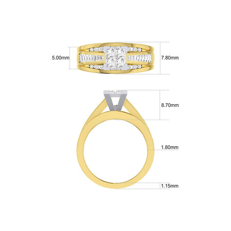 Engagement Ring with 1 Carat TW of Diamonds in 14ct Yellow & White Gold Engagement Ring with 1 Carat TW of Diamonds in 14ct Yellow & White Gold