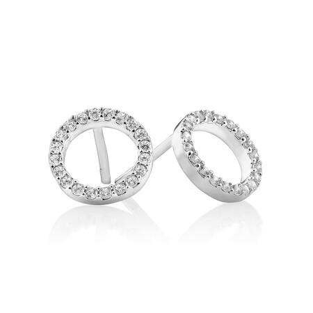 Circle Stud Earrings with Cubic Zirconia in Sterling Silver Circle Stud Earrings with Cubic Zirconia in Sterling Silver