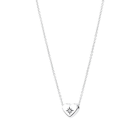 Heart Necklace with Cubic Zirconia in Sterling Silver Heart Necklace with Cubic Zirconia in Sterling Silver