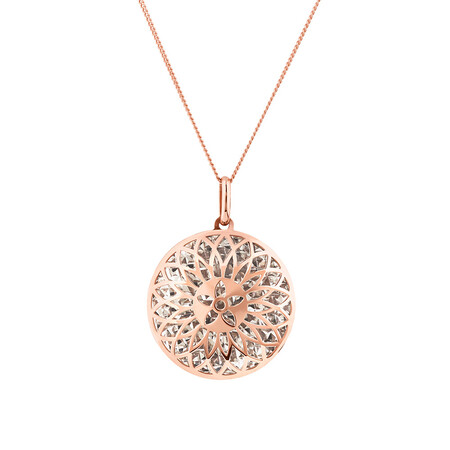 Round Pendant in 10kt Rose & White Gold Round Pendant in 10kt Rose & White Gold
