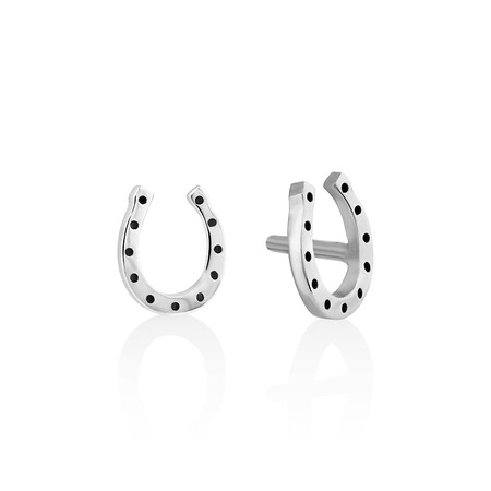 Mini Horseshoe Stud Earrings in Sterling Silver Mini Horseshoe Stud Earrings in Sterling Silver