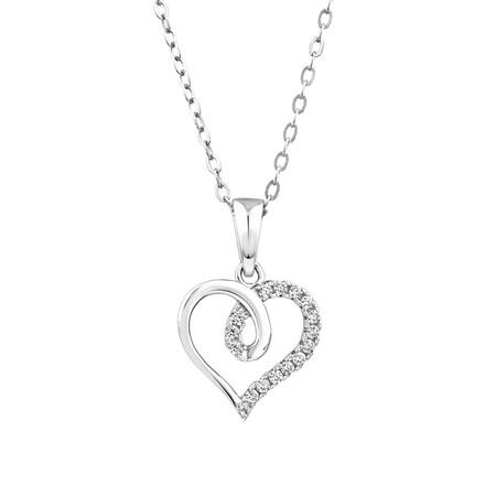 Pave Loop Heart Pendant with White Cubic Zirconia in Sterling Silver