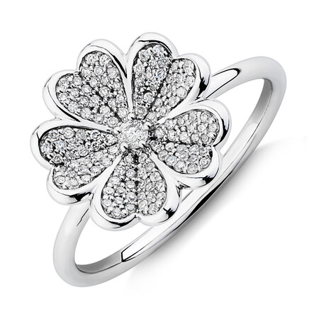 Flower Ring with 0.25 Carat TW of Diamonds in Sterling Silver Flower Ring with 0.25 Carat TW of Diamonds in Sterling Silver