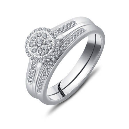 Bridal Set with 0.22 Carat TW of Diamonds in 10ct White Gold Bridal Set with 0.22 Carat TW of Diamonds in 10ct White Gold