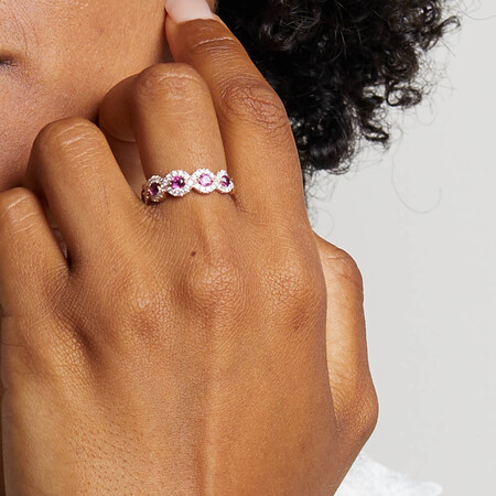 Ring with 0.46 Carat TW of Diamonds & Rhodolite Garnet in 14ct Rose Gold Ring with 0.46 Carat TW of Diamonds & Rhodolite Garnet in 14ct Rose Gold