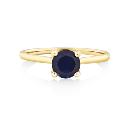 Ring with Created Sapphire in 10ct Yellow Gold Ring with Created Sapphire in 10ct Yellow Gold