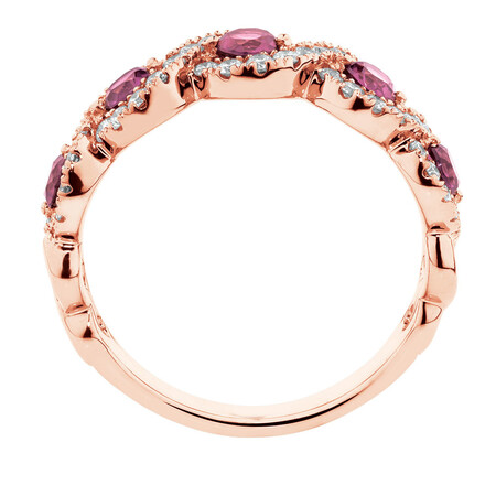 Ring with 0.46 Carat TW of Diamonds & Rhodolite Garnet in 14ct Rose Gold Ring with 0.46 Carat TW of Diamonds & Rhodolite Garnet in 14ct Rose Gold