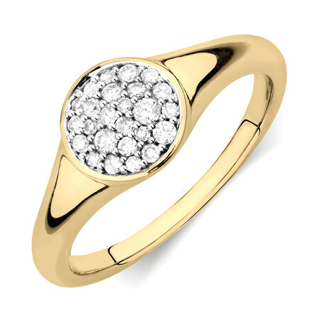 Pave Circle Ring with 0.19 Carat TW of Diamonds in 10ct Yellow Gold Pave Circle Ring with 0.19 Carat TW of Diamonds in 10ct Yellow Gold