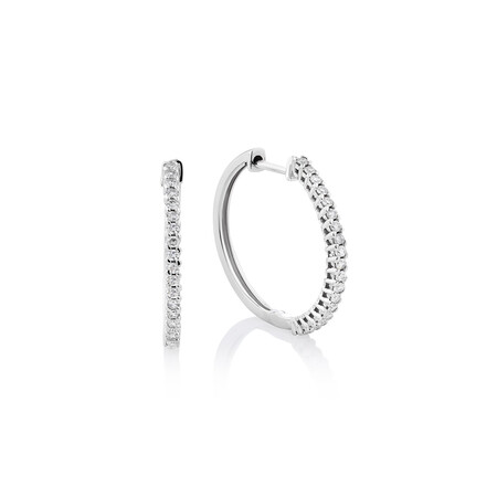 Hoop Earrings with 0.25 Carat TW Of Diamonds in 10ct White Gold Hoop Earrings with 0.25 Carat TW Of Diamonds in 10ct White Gold