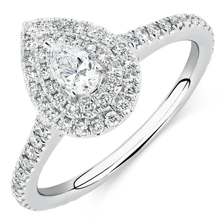 Sir Michael Hill Designer Double Halo Engagement Ring with 0.87 Carat TW of Diamonds in 14kt White Gold Sir Michael Hill Designer Double Halo Engagement Ring with 0.87 Carat TW of Diamonds in 14kt White Gold