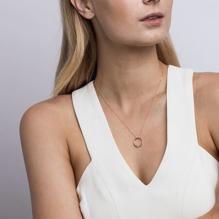 Twist Circle Pendant with Diamonds in 10ct Rose Gold Twist Circle Pendant with Diamonds in 10ct Rose Gold