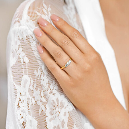 Three Stone Engagement Ring with 1 Carat TW of Diamonds in 14ct Yellow Gold Three Stone Engagement Ring with 1 Carat TW of Diamonds in 14ct Yellow Gold