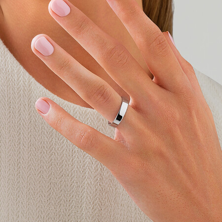 4mm Flat Wedding Band in 10kt White Gold 4mm Flat Wedding Band in 10kt White Gold