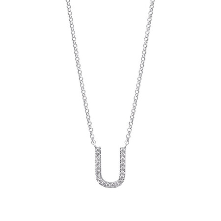 "U" Initial necklace with 0.10 Carat TW of Diamonds in 10ct White Gold "U" Initial necklace with 0.10 Carat TW of Diamonds in 10ct White Gold