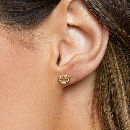 Overhand Rope Knot Earrings in 10kt Yellow Gold Overhand Rope Knot Earrings in 10kt Yellow Gold