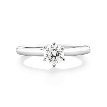 Certified Solitaire Engagement Ring with a 1/2 Carat TW Diamond in 18ct White Gold Certified Solitaire Engagement Ring with a 1/2 Carat TW Diamond in 18ct White Gold