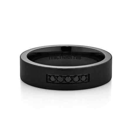 6mm Black Titanium Ring with Enhanced Black Diamonds 6mm Black Titanium Ring with Enhanced Black Diamonds