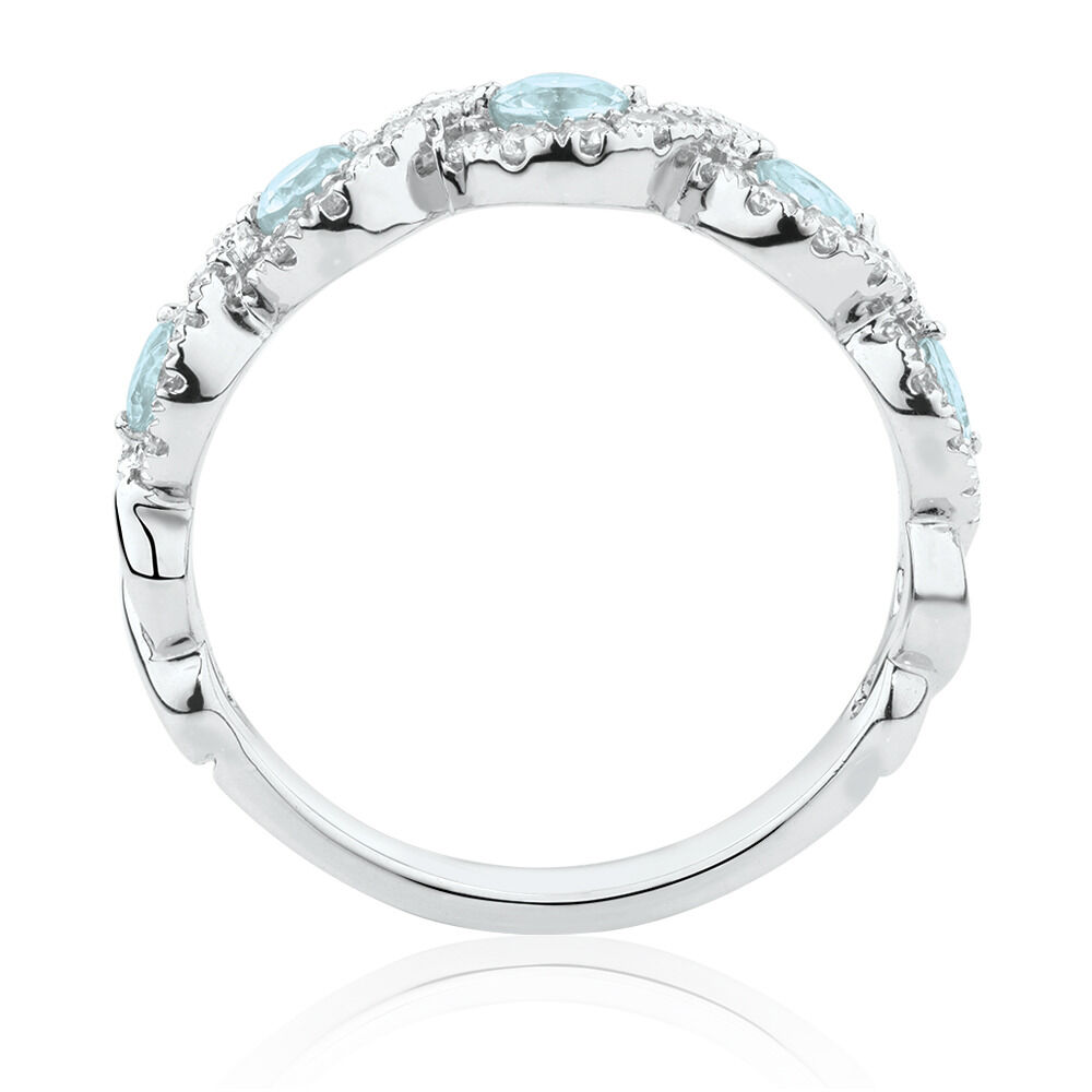 Bubble Ring with 0.46 Carat TW of Diamonds & Natural Aquamarine in 14ct White Gold