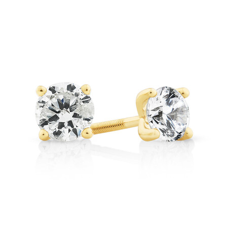 Stud Earrings with 0.70 Carat TW of Diamonds in 14ct Yellow Gold Stud Earrings with 0.70 Carat TW of Diamonds in 14ct Yellow Gold