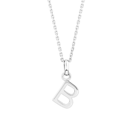 "B" Initial Pendant in Sterling Silver