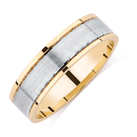 Wedding Band in 10kt Yellow & White Gold