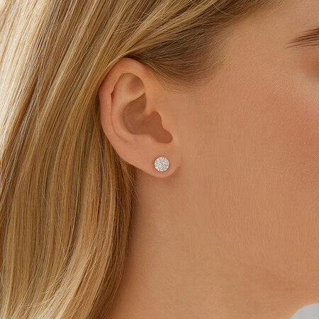 Round Stud Earrings with Luxe Cubic Zirconia in Sterling Silver Round Stud Earrings with Luxe Cubic Zirconia in Sterling Silver