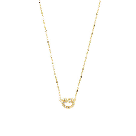 Mini Knots Necklace with 0.10 Carat TW of Diamonds in 10ct Yellow Gold Mini Knots Necklace with 0.10 Carat TW of Diamonds in 10ct Yellow Gold