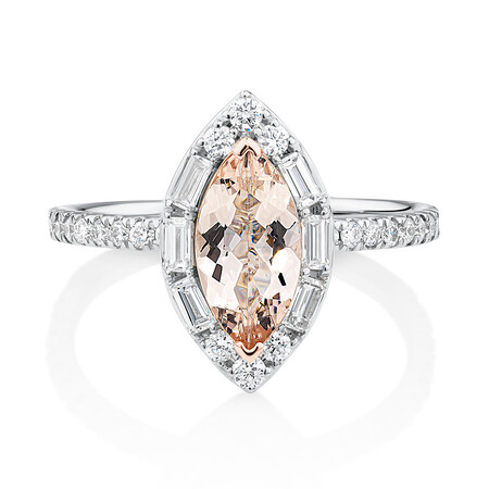 Sir Michael Hill Designer Marquise Engagement Ring with Morganite & 0.50 Carat TW of Diamonds in 18kt White Gold Sir Michael Hill Designer Marquise Engagement Ring with Morganite & 0.50 Carat TW of Diamonds in 18kt White Gold