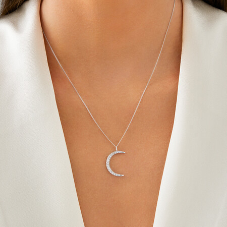 Moon Pendant with Cubic Zirconia in Sterling Silver Moon Pendant with Cubic Zirconia in Sterling Silver