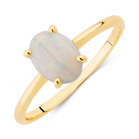 Solitaire Ring with Opal in 10kt Yellow Gold