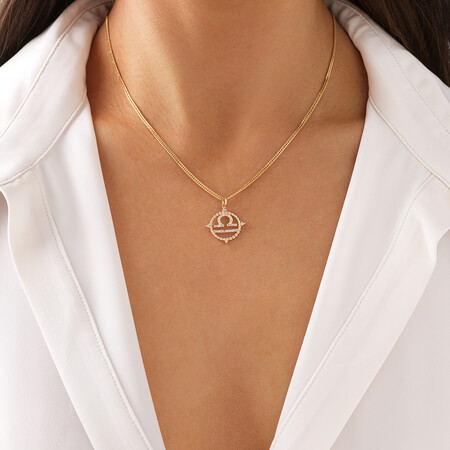 Libra Zodiac Pendant with 0.20 Carat TW of Diamonds in 10kt Yellow Gold Libra Zodiac Pendant with 0.20 Carat TW of Diamonds in 10kt Yellow Gold