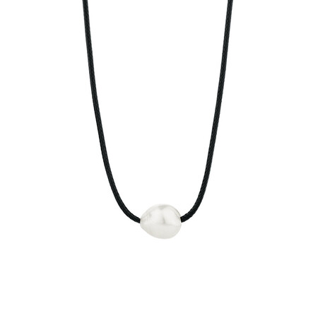 Adjustable Black Cord Necklace with Cultured Freshwater Pearl Adjustable Black Cord Necklace with Cultured Freshwater Pearl