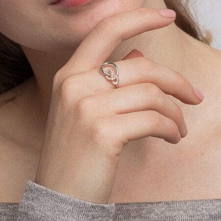 Knots Ring with 0.11 Carat TW of Diamonds in Sterling Silver & 10ct Rose Gold Knots Ring with 0.11 Carat TW of Diamonds in Sterling Silver & 10ct Rose Gold