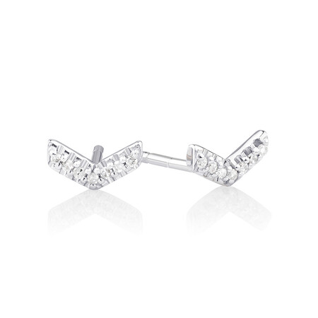 Arrow Stud Earrings with Diamonds in Sterling Silver