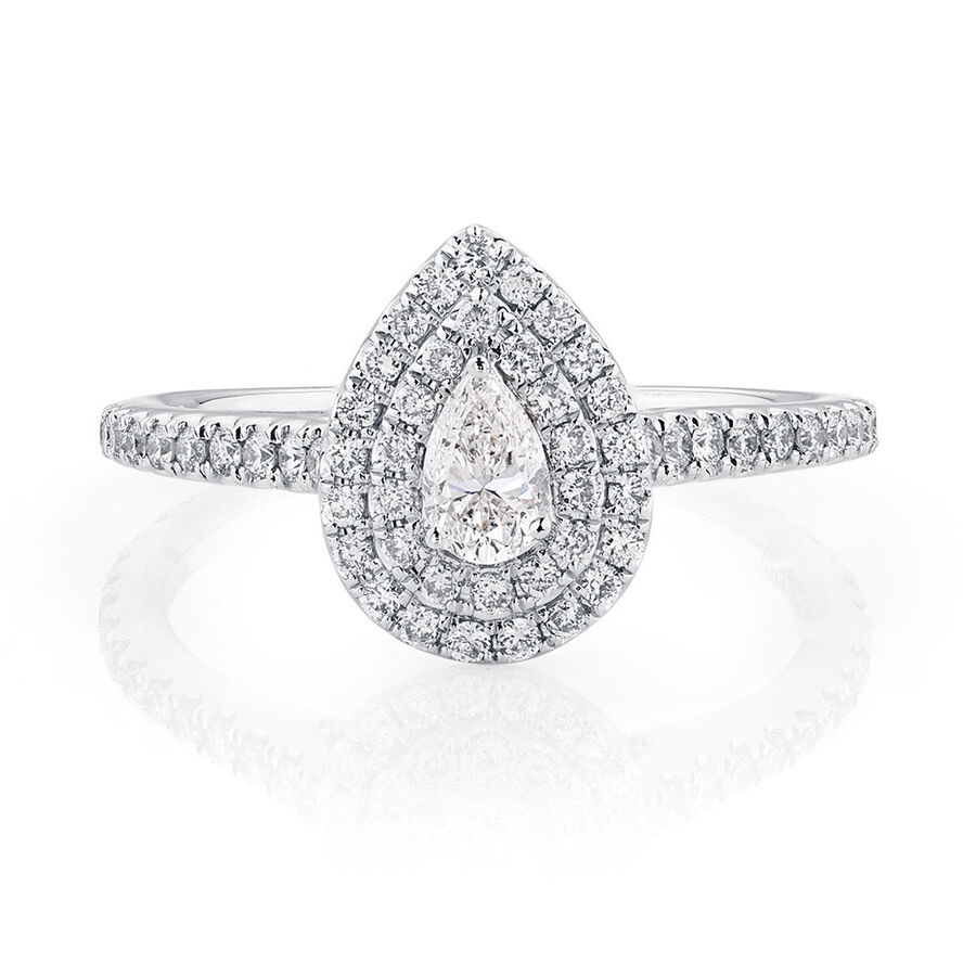 Sir Michael Hill Designer Double Halo Engagement Ring with 0.87 Carat