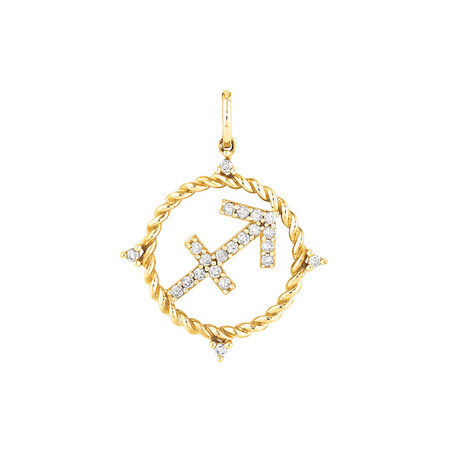 Sagittarius Zodiac Pendant with 0.15 Carat TW of Diamonds in 10kt Yellow Gold Sagittarius Zodiac Pendant with 0.15 Carat TW of Diamonds in 10kt Yellow Gold