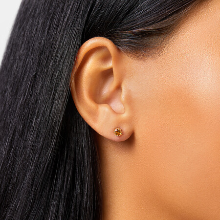 4mm Stud Earrings with Citrine in 10ct Yellow Gold 4mm Stud Earrings with Citrine in 10ct Yellow Gold