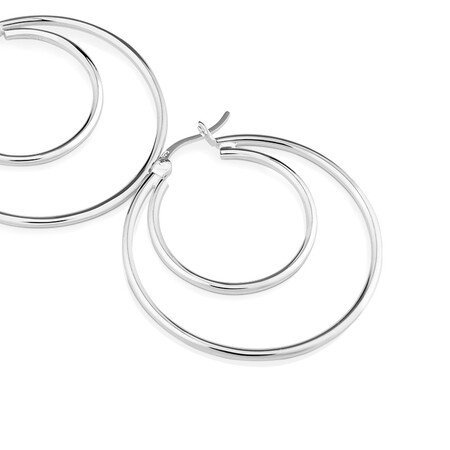 32mm Double Hoop Earrings in Sterling Silver 32mm Double Hoop Earrings in Sterling Silver