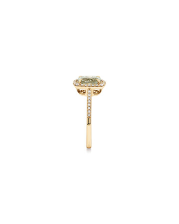 Halo Ring with Green Amethyst & 0.25 Carat TW of Diamonds in 10kt Yellow Gold Halo Ring with Green Amethyst & 0.25 Carat TW of Diamonds in 10kt Yellow Gold