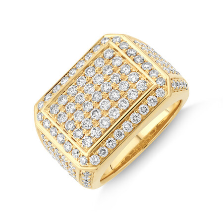 3 Carat Gents Ring with 3 Carat TW of Diamonds In 10kt Yellow Gold 3 Carat Gents Ring with 3 Carat TW of Diamonds In 10kt Yellow Gold
