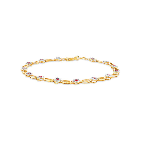 Bracelet with Laboratory Created Ruby & 0.25 Carat TW of Natural Diamonds in 10kt Yellow Gold Bracelet with Laboratory Created Ruby & 0.25 Carat TW of Natural Diamonds in 10kt Yellow Gold