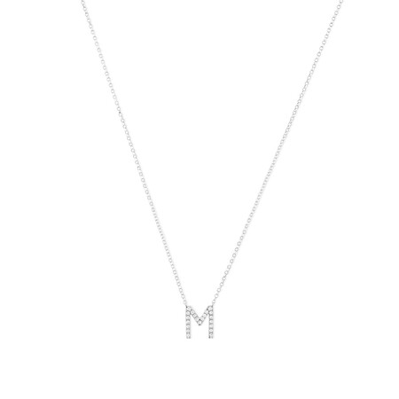 M' Initial necklace with 0.10 Carat TW of Diamonds in 10ct White Gold M' Initial necklace with 0.10 Carat TW of Diamonds in 10ct White Gold