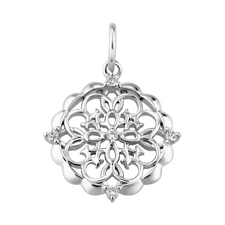 Filigree Pendant with Diamonds in Sterling Silver Filigree Pendant with Diamonds in Sterling Silver