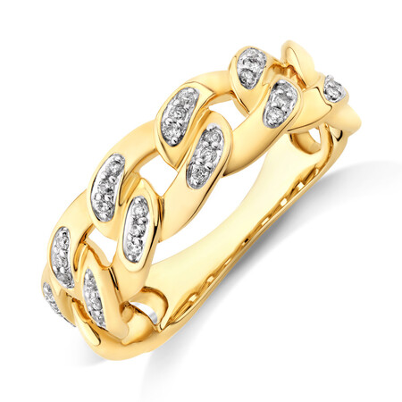 Link Ring with 0.15 Carat TW of Diamonds in 10ct Yellow Gold Link Ring with 0.15 Carat TW of Diamonds in 10ct Yellow Gold