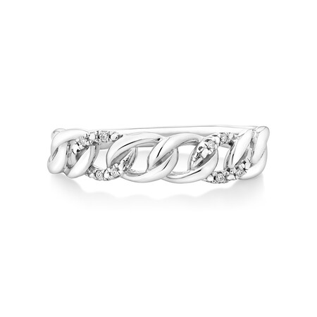 Link Ring with Diamonds in Sterling Silver Link Ring with Diamonds in Sterling Silver