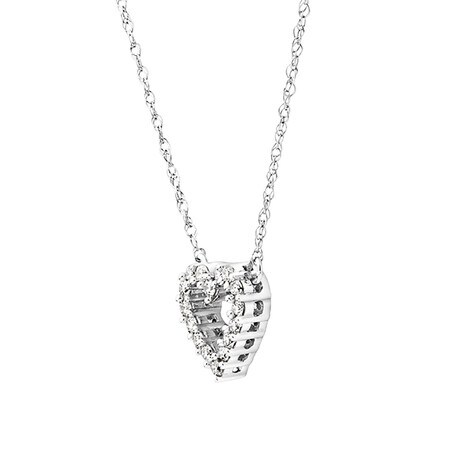 Heart Pendant with 0.10 Carat TW of Diamonds in 10kt White Gold Heart Pendant with 0.10 Carat TW of Diamonds in 10kt White Gold