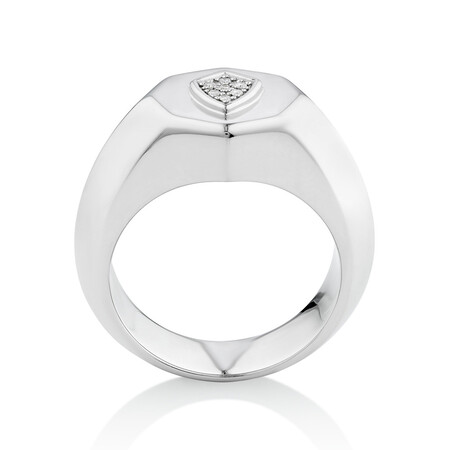Shield Ring with Diamonds in Sterling Silver Shield Ring with Diamonds in Sterling Silver